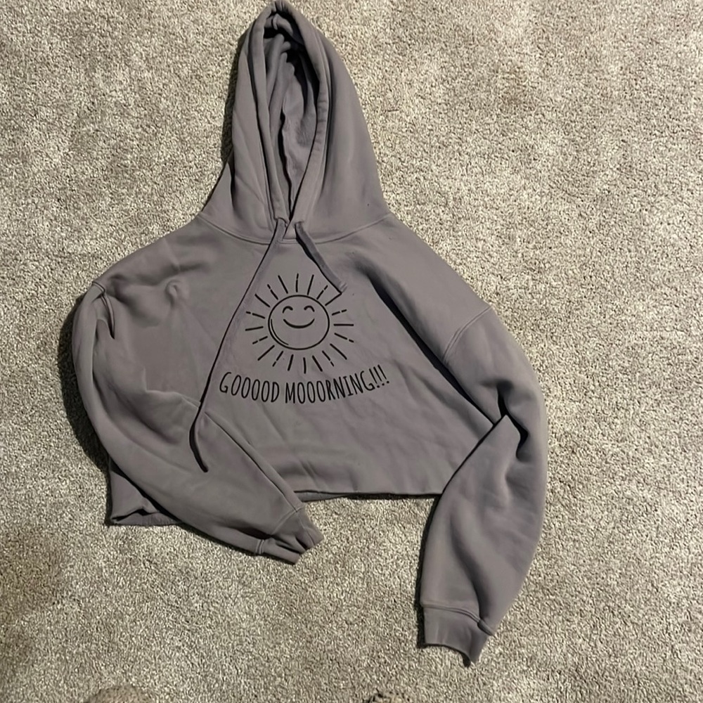 Dark Grey “lift with Laura” cropped goood morning hoodie